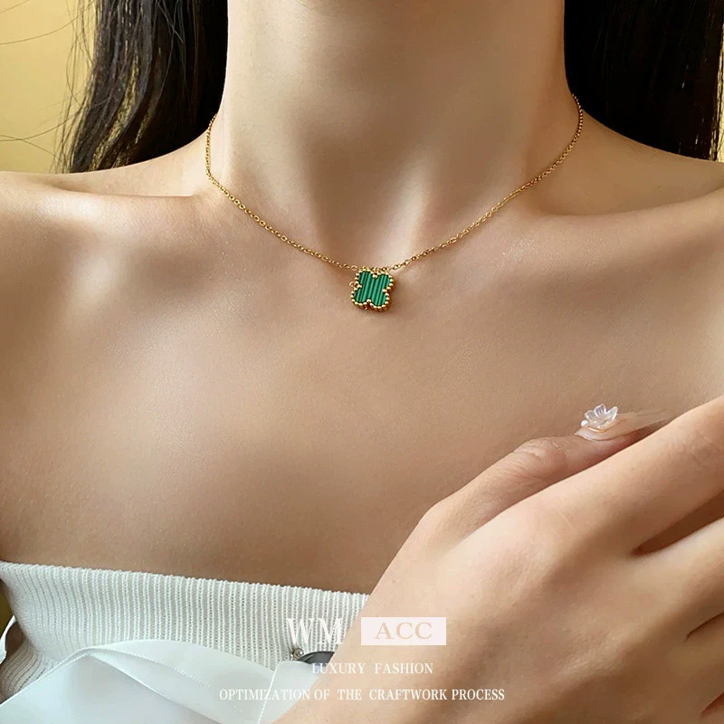 Wholesale Titanium Steel Alloy Colorful Acrylic Flower Geometric Clavicle Chain Necklace With Electroplating Highend Style For Women - Image 3