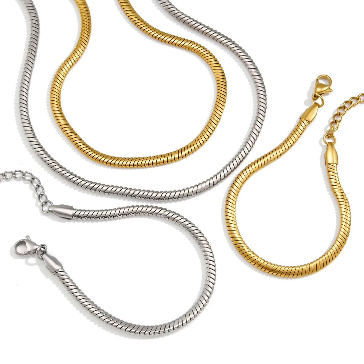Wholesale Titanium Steel And Stainless Steel Geometric Electroplated Necklace And Bracelet Jewelry For Women - Image 5
