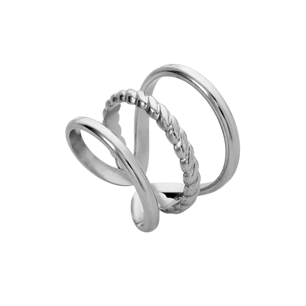 Wholesale Titanium Steel And Stainless Steel Opening Ring Geometric Style Electroplated For Women And Couples - Image 13