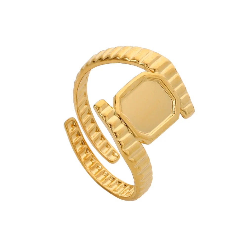 Wholesale Titanium Steel And Stainless Steel Opening Ring Geometric Style Electroplated For Women And Couples - Image 15