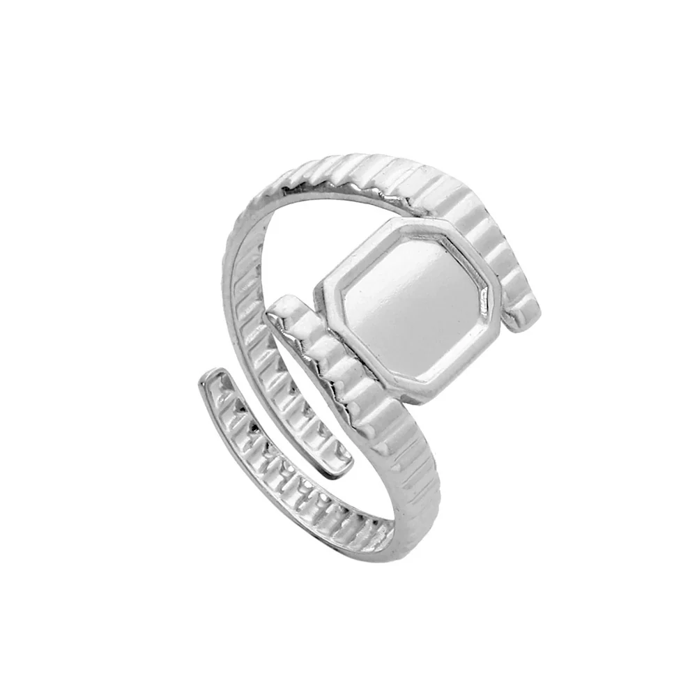 Wholesale Titanium Steel And Stainless Steel Opening Ring Geometric Style Electroplated For Women And Couples - Image 16