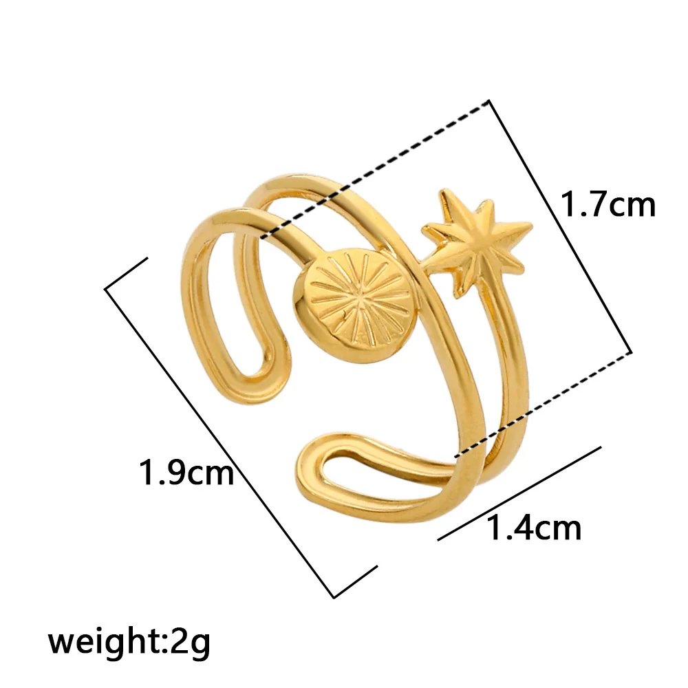 Wholesale Titanium Steel And Stainless Steel Opening Ring Geometric Style Electroplated For Women And Couples - Image 3