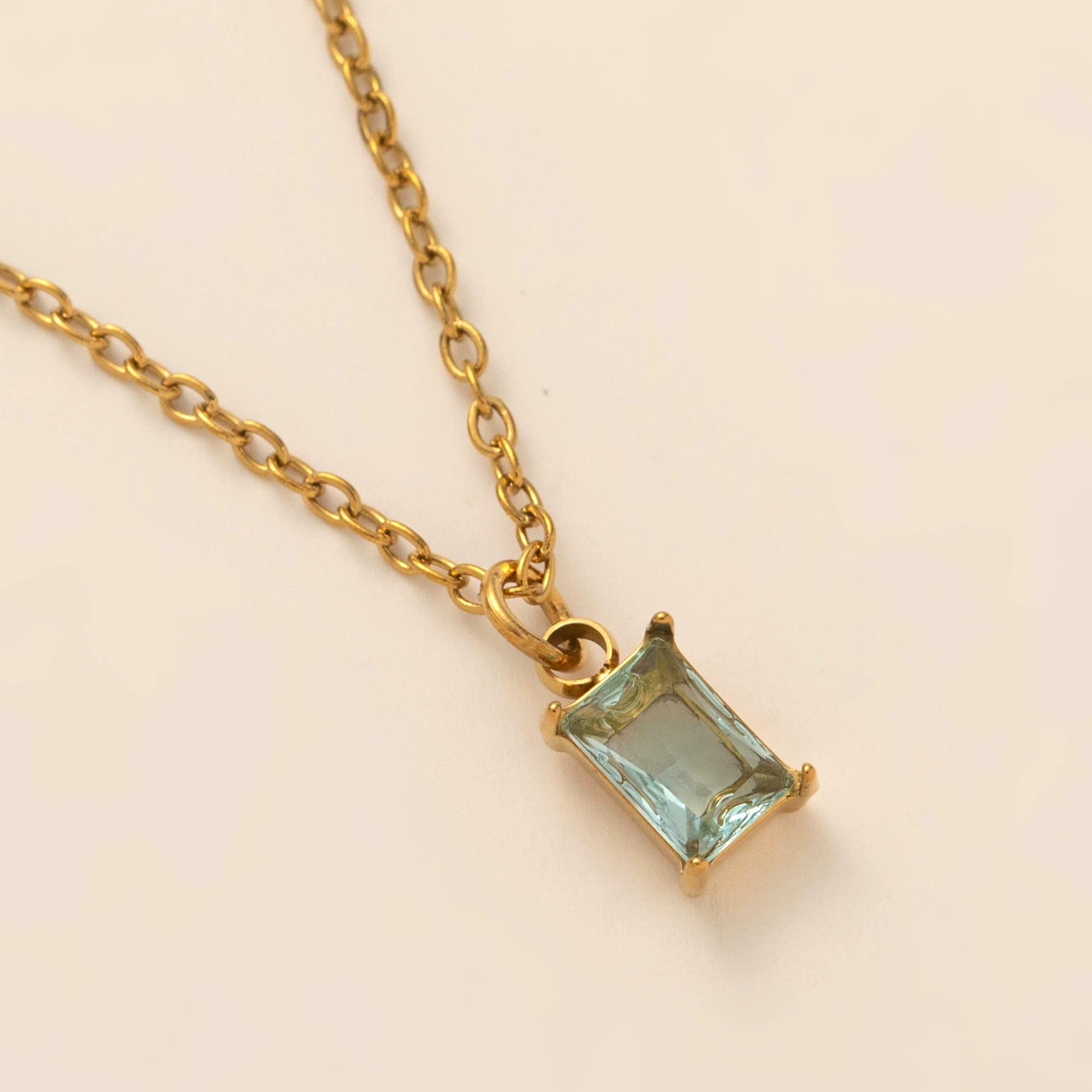 Wholesale Titanium Steel And Stainless Steel Retro Geometric Ochain Necklace With December Birthstone Pendant Plated In 18K Gold Color Unisex - Image 8