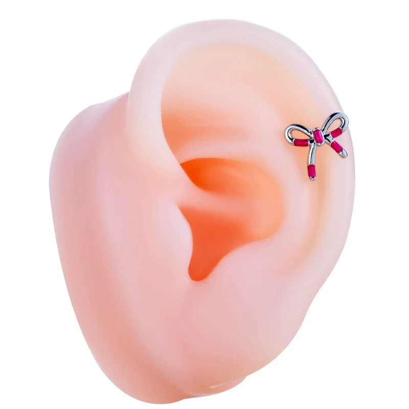 Wholesale Titanium Steel Bow Shaped Ear Nails With Zirconia Design For Women - Image 5