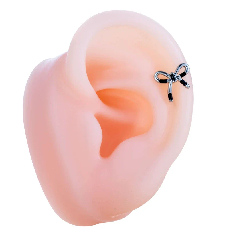 Wholesale Titanium Steel Bow Shaped Ear Nails With Zirconia Design For Women - Image 6