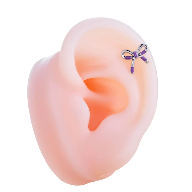 Wholesale Titanium Steel Bow Shaped Ear Nails With Zirconia Design For Women - Image 7