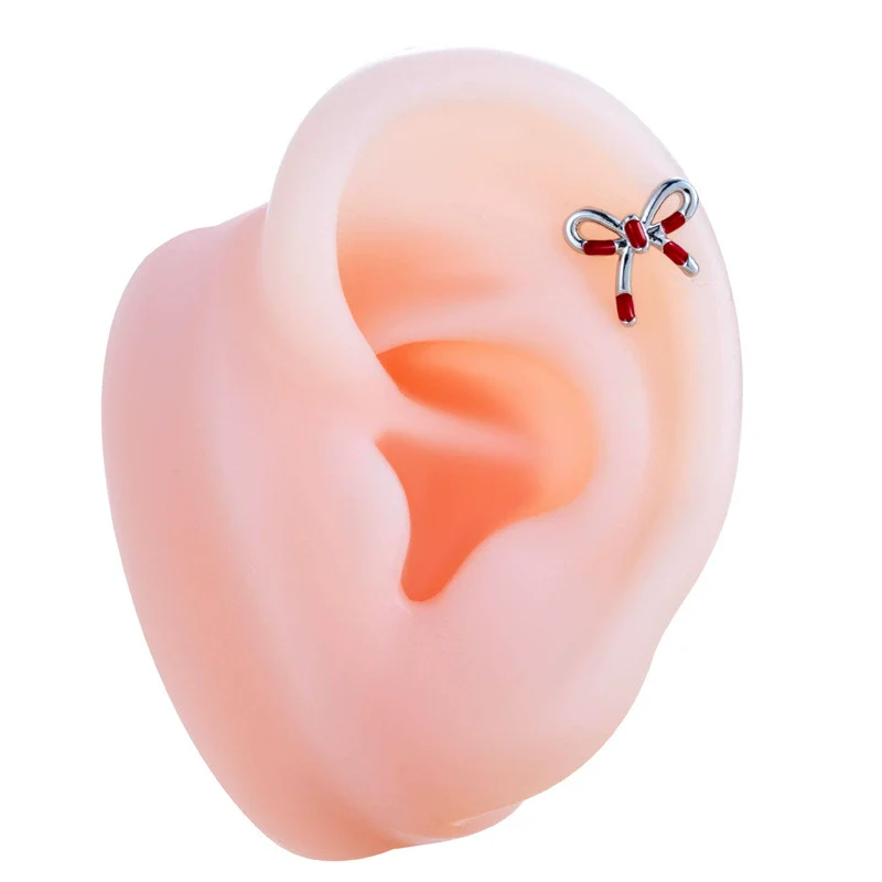 Wholesale Titanium Steel Bow Shaped Ear Nails With Zirconia Design For Women - Image 8