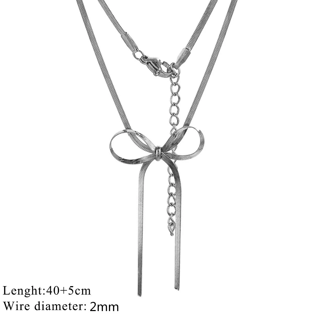 Wholesale Titanium Steel Bow Snake Bone Chain Necklace With Electroplating For Women And Men - Image 8