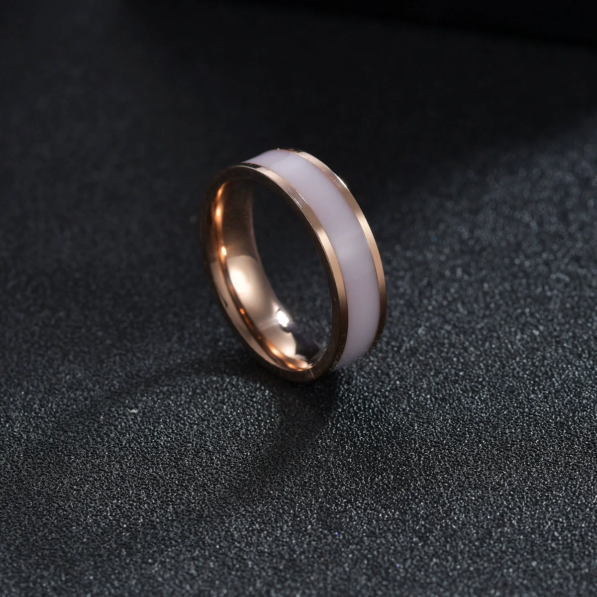 Wholesale Titanium Steel Couple Ring With Dripping Oil Design And Electroplating Treatment - Image 3