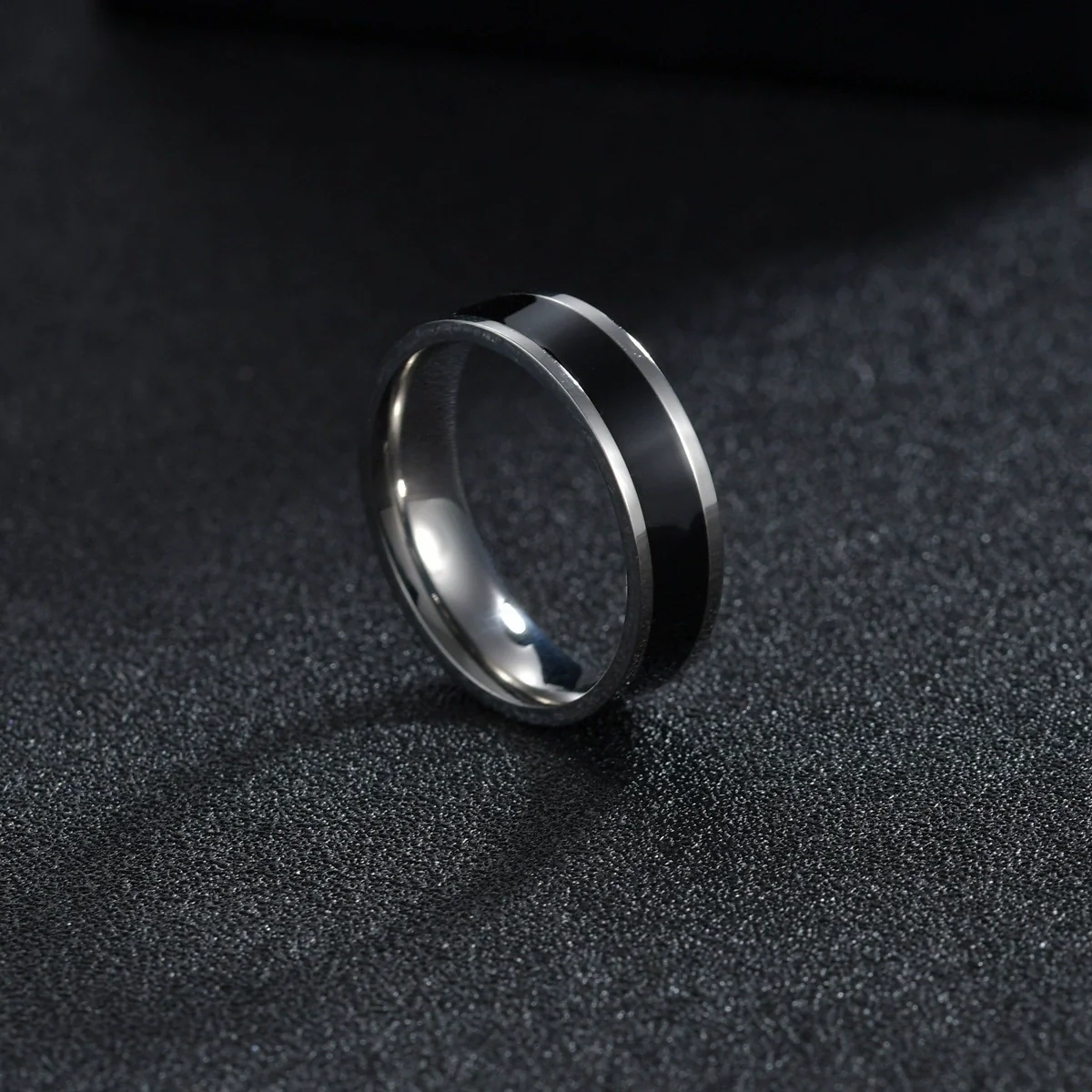 Wholesale Titanium Steel Couple Ring With Dripping Oil Design And Electroplating Treatment - Image 5