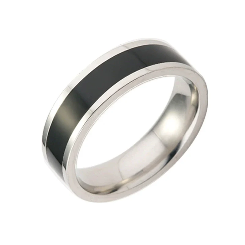Wholesale Titanium Steel Couple Ring With Dripping Oil Design And Electroplating Treatment - Image 6
