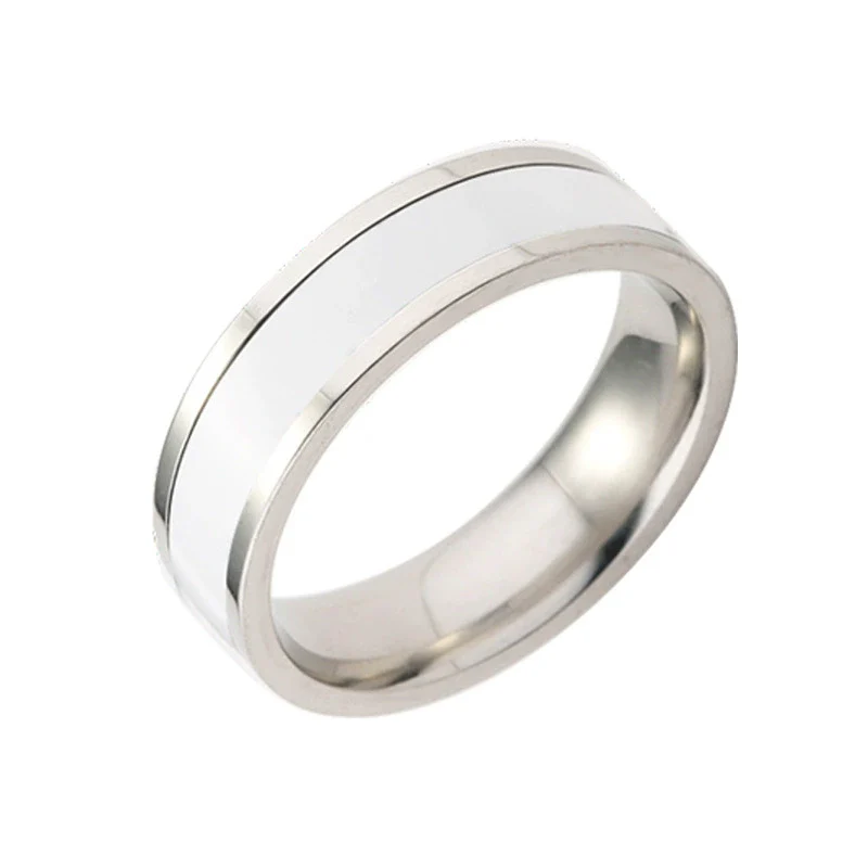 Wholesale Titanium Steel Couple Ring With Dripping Oil Design And Electroplating Treatment - Image 7