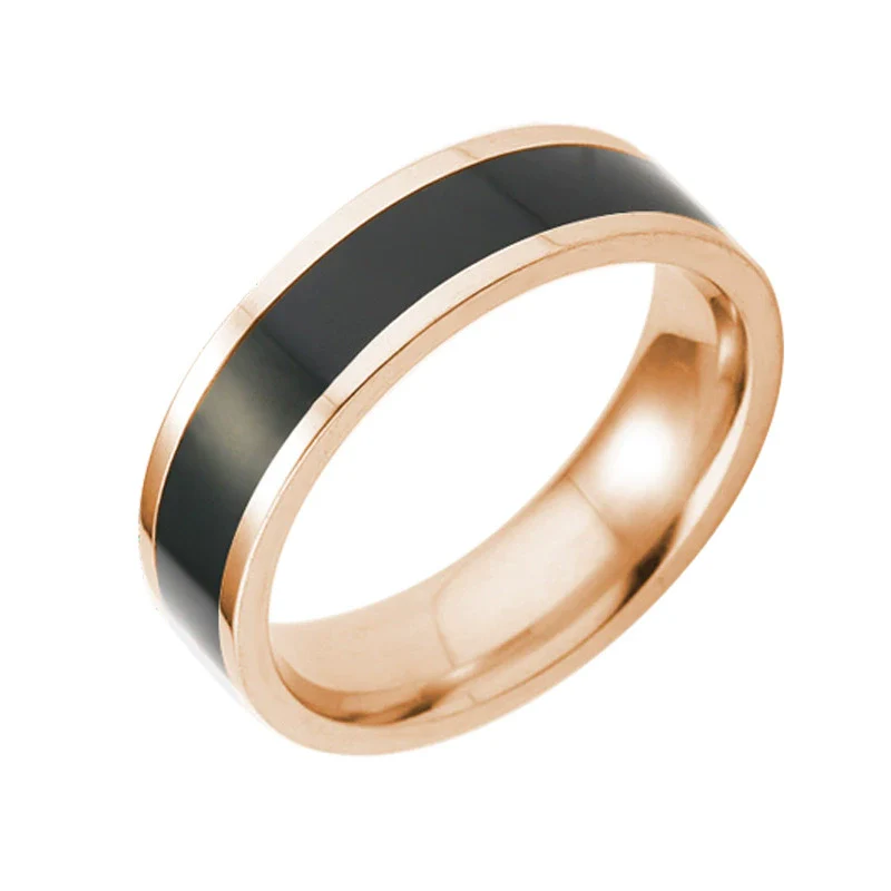 Wholesale Titanium Steel Couple Ring With Dripping Oil Design And Electroplating Treatment - Image 8