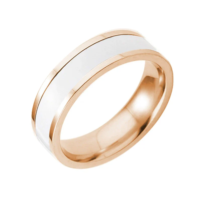 Wholesale Titanium Steel Couple Ring With Dripping Oil Design And Electroplating Treatment - Image 9