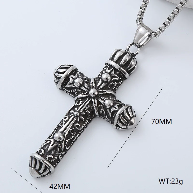Wholesale Titanium Steel Cross Pendant Necklace Geometric Punk Hiphop Style With Polishing - Image 3