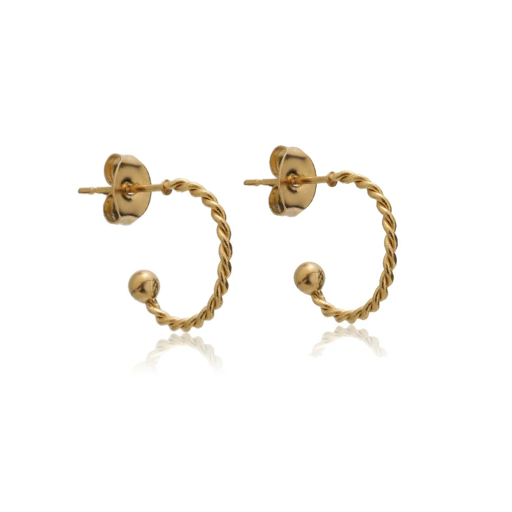 Wholesale Titanium Steel Cshaped Earrings With Styling Of Letters Numbers Text And Electroplating Design For Men - Image 8