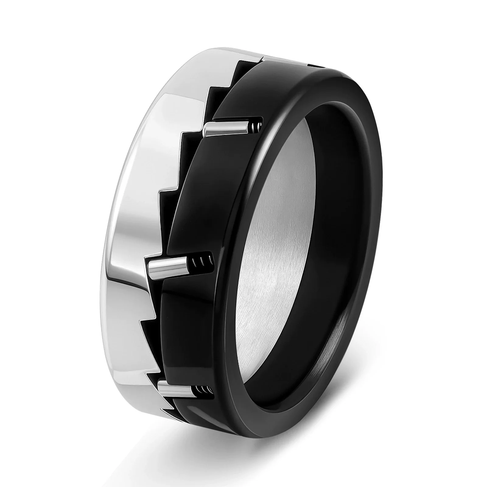 Wholesale Titanium Steel Electroplated Geometric Personality Mechanical Stress Relief Ring For Women And Unisex - Image 6