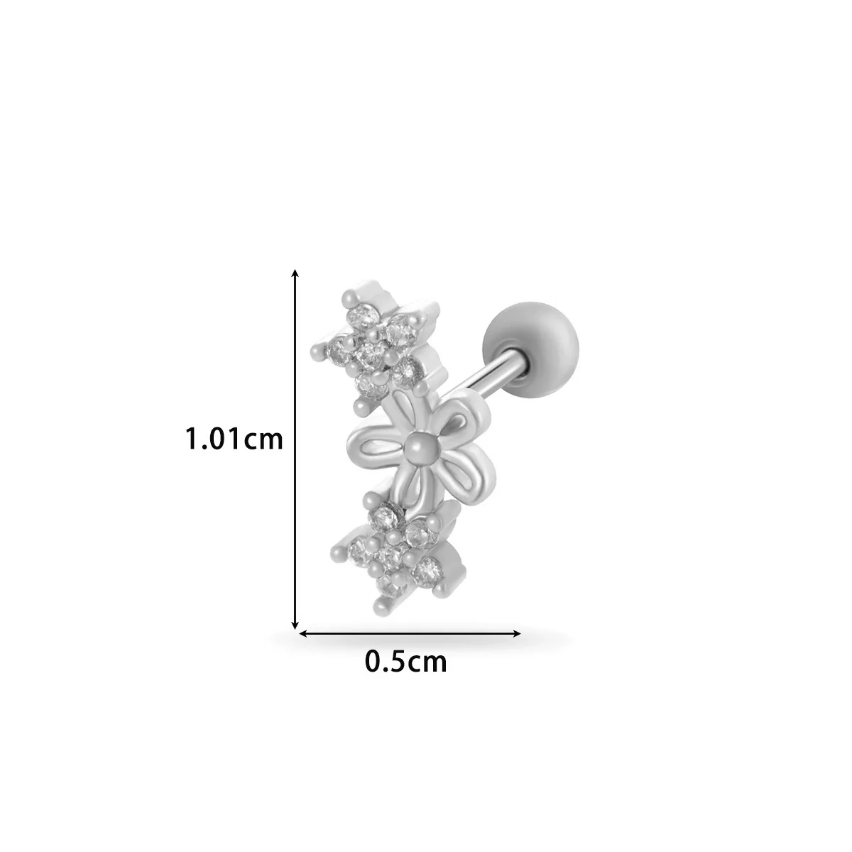 Wholesale Titanium Steel Flower Pattern Electroplated Women's Cartilage Earrings - Image 12