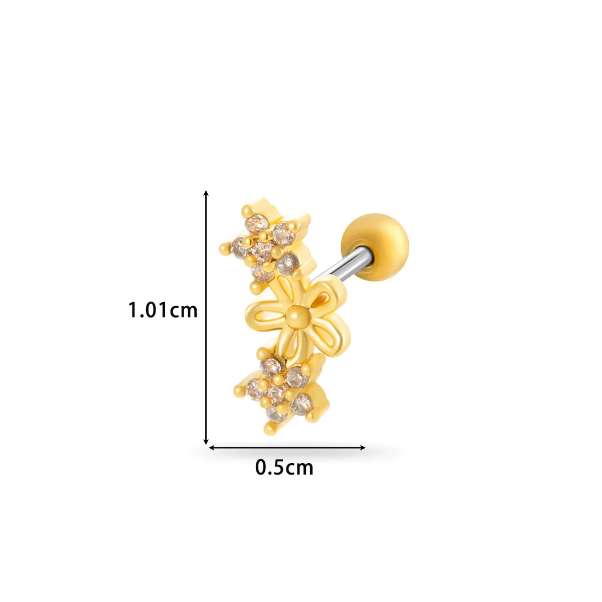Wholesale Titanium Steel Flower Pattern Electroplated Women's Cartilage Earrings - Image 13