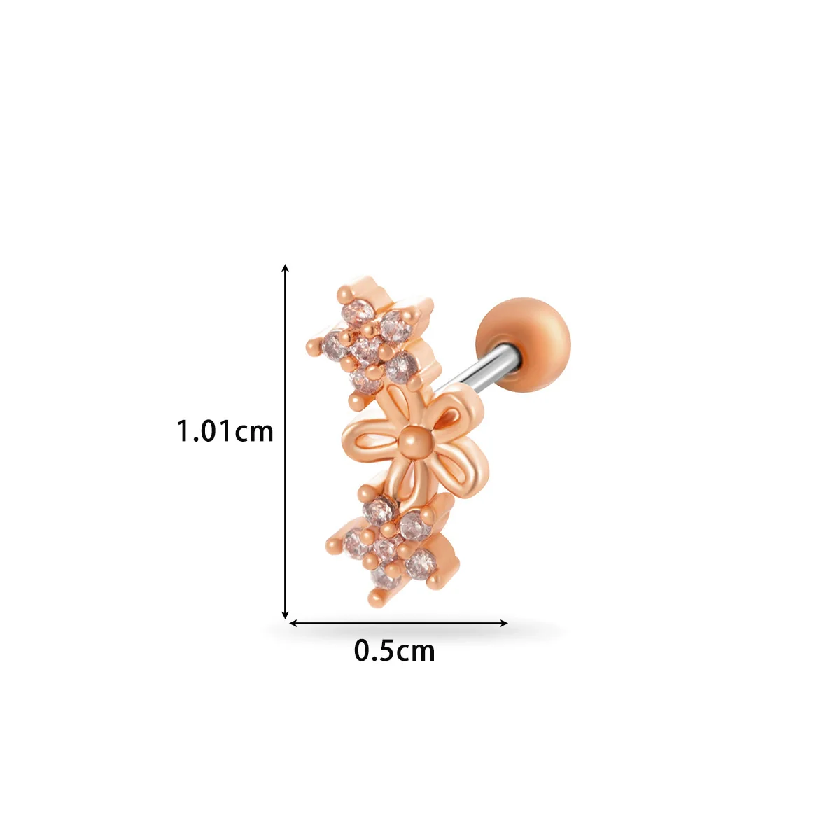 Wholesale Titanium Steel Flower Pattern Electroplated Women's Cartilage Earrings - Image 14