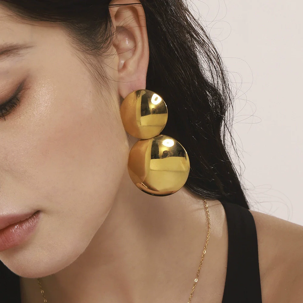 Wholesale Titanium Steel Geometric Electroplated Exaggerated Women's Earrings - Image 3