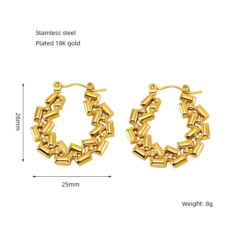 Wholesale Titanium Steel Geometric Hollow Electroplated Women's Earrings - Image 7