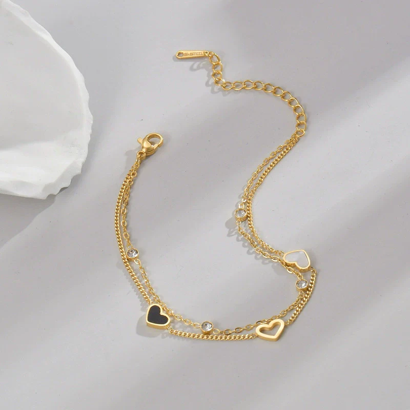 Wholesale Titanium Steel Geometric Love Folded Ladies Electroplated Bracelet Jewelry - Image 2