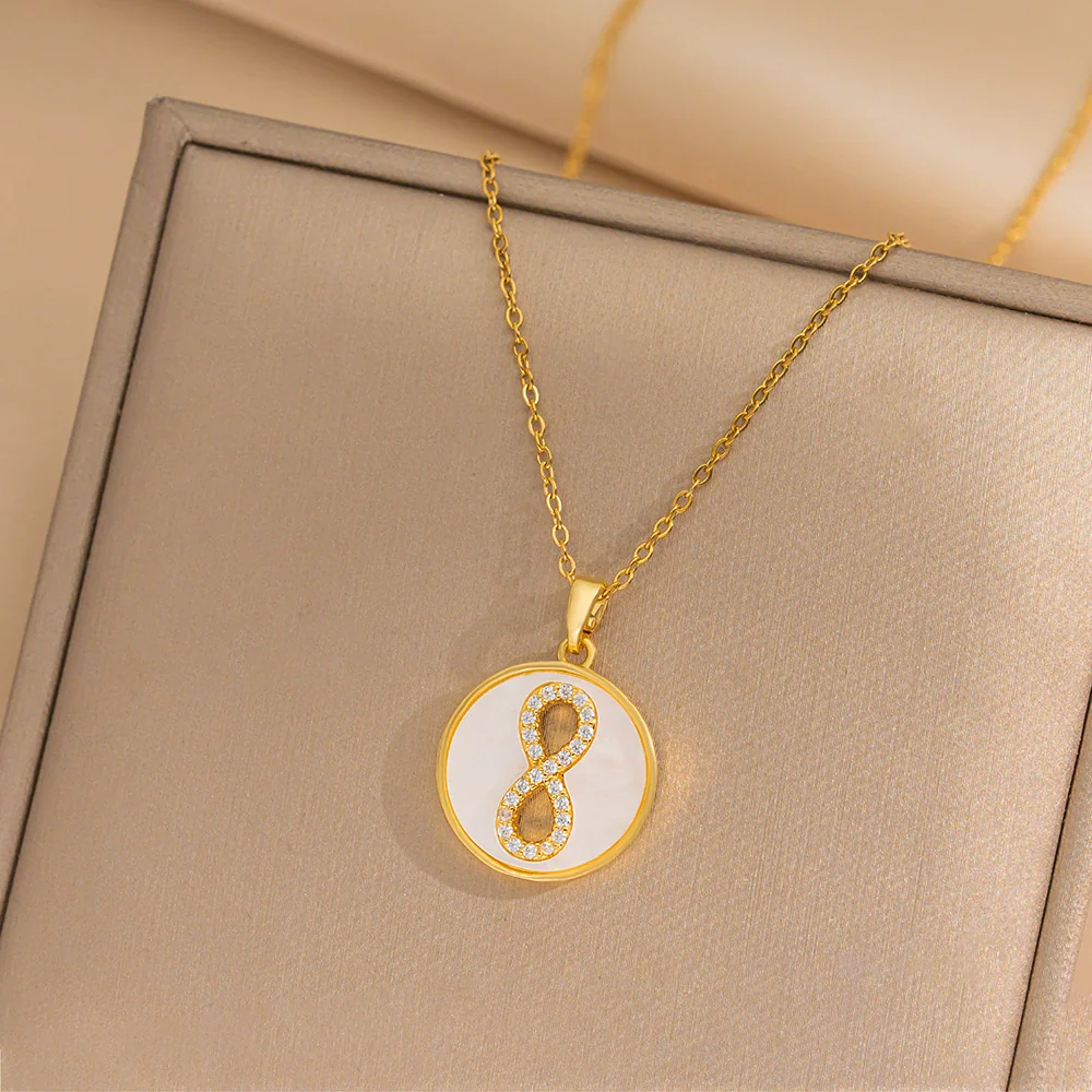 Wholesale Titanium Steel Geometric Microinlaid Zircon Pendant Necklace Electroplated For Women - Image 3