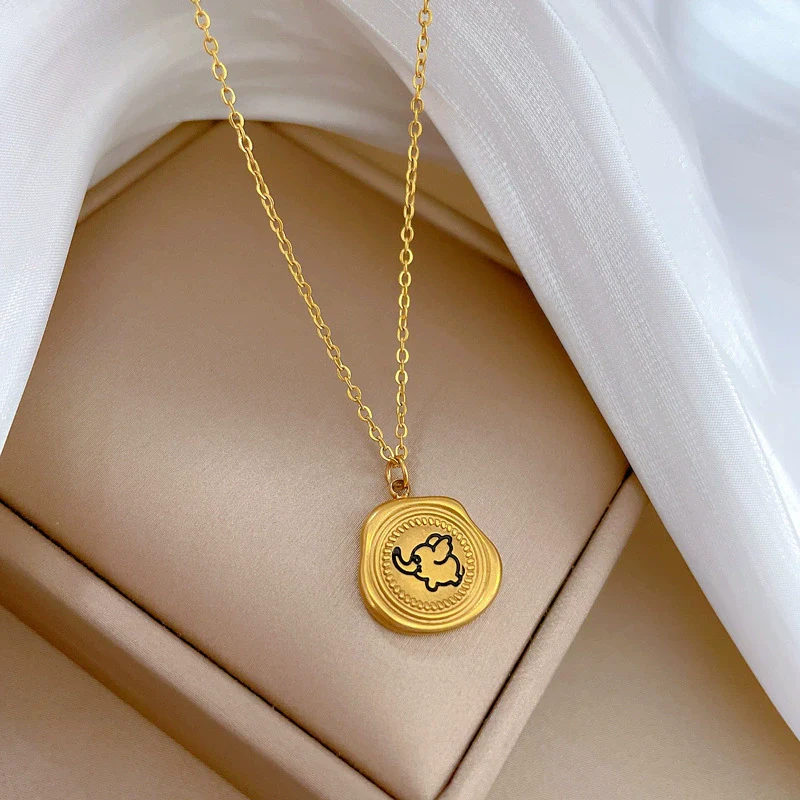 Wholesale Titanium Steel Geometric Style Electroplated Necklace For Women - Image 4