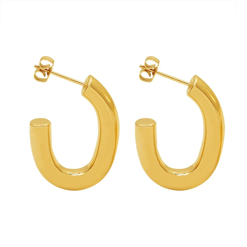Wholesale Titanium Steel Geometric Ushaped Retro Modern Exaggerated Fadefree Electroplated Women's Earrings - Image 5