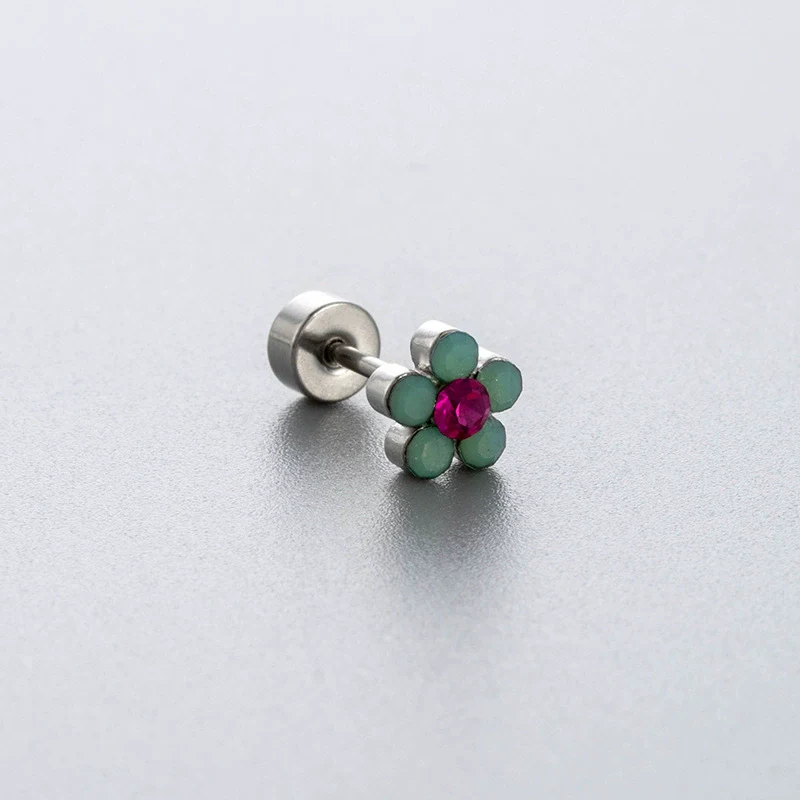 Wholesale Titanium Steel Geometric Women's Little Fresh Style Ear Nails With Zirconia - Image 5
