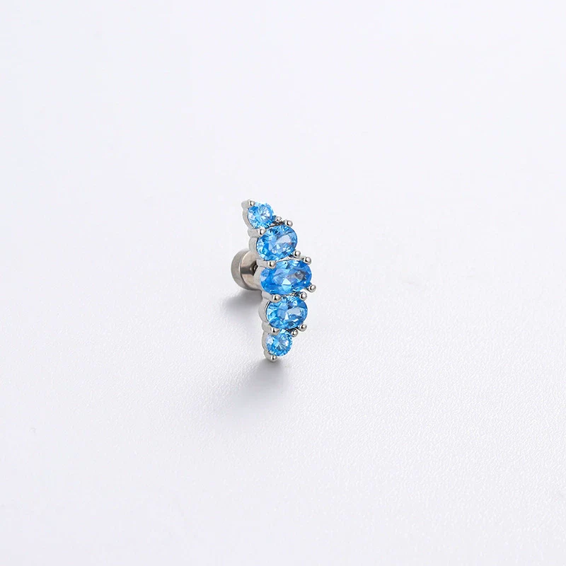 Wholesale Titanium Steel Geometric Zircon Opal Niche Women's Earring - Image 2