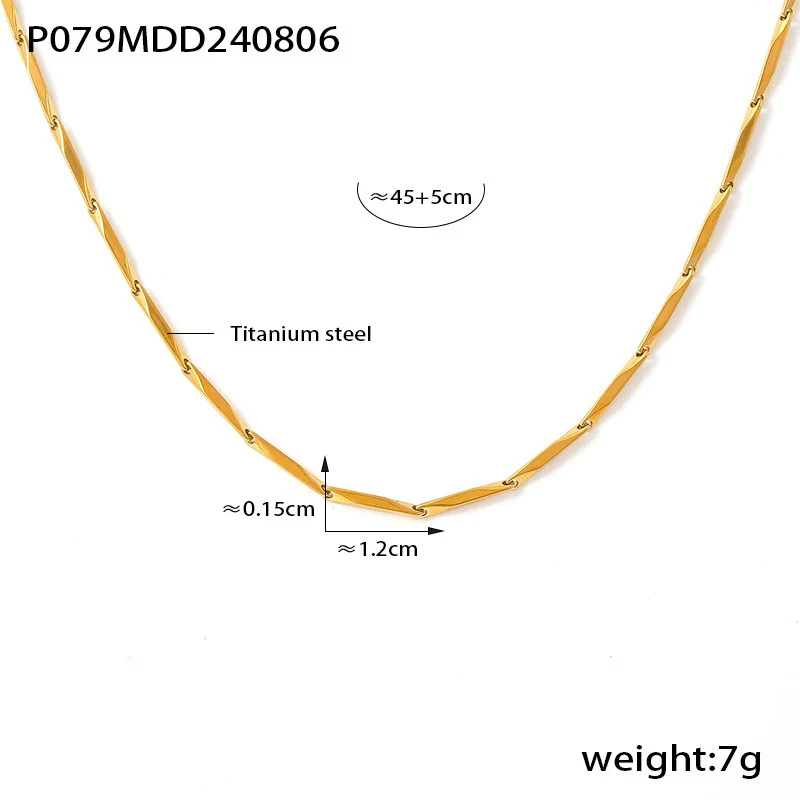 Wholesale Titanium Steel Goldplated Fashion Necklace And Bracelet With Diamond Carved Pattern For Women - Image 12