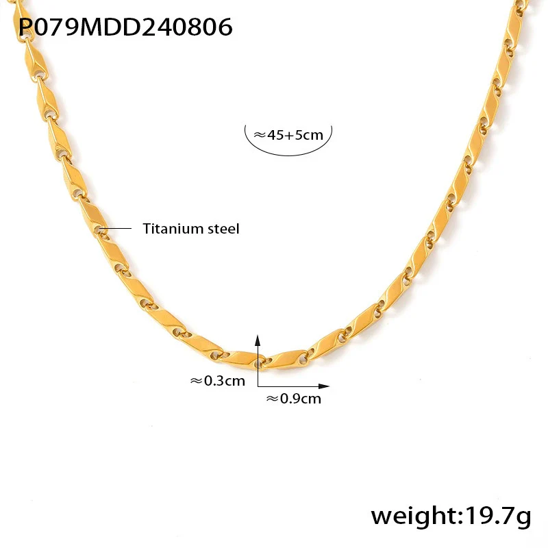 Wholesale Titanium Steel Goldplated Fashion Necklace And Bracelet With Diamond Carved Pattern For Women - Image 6
