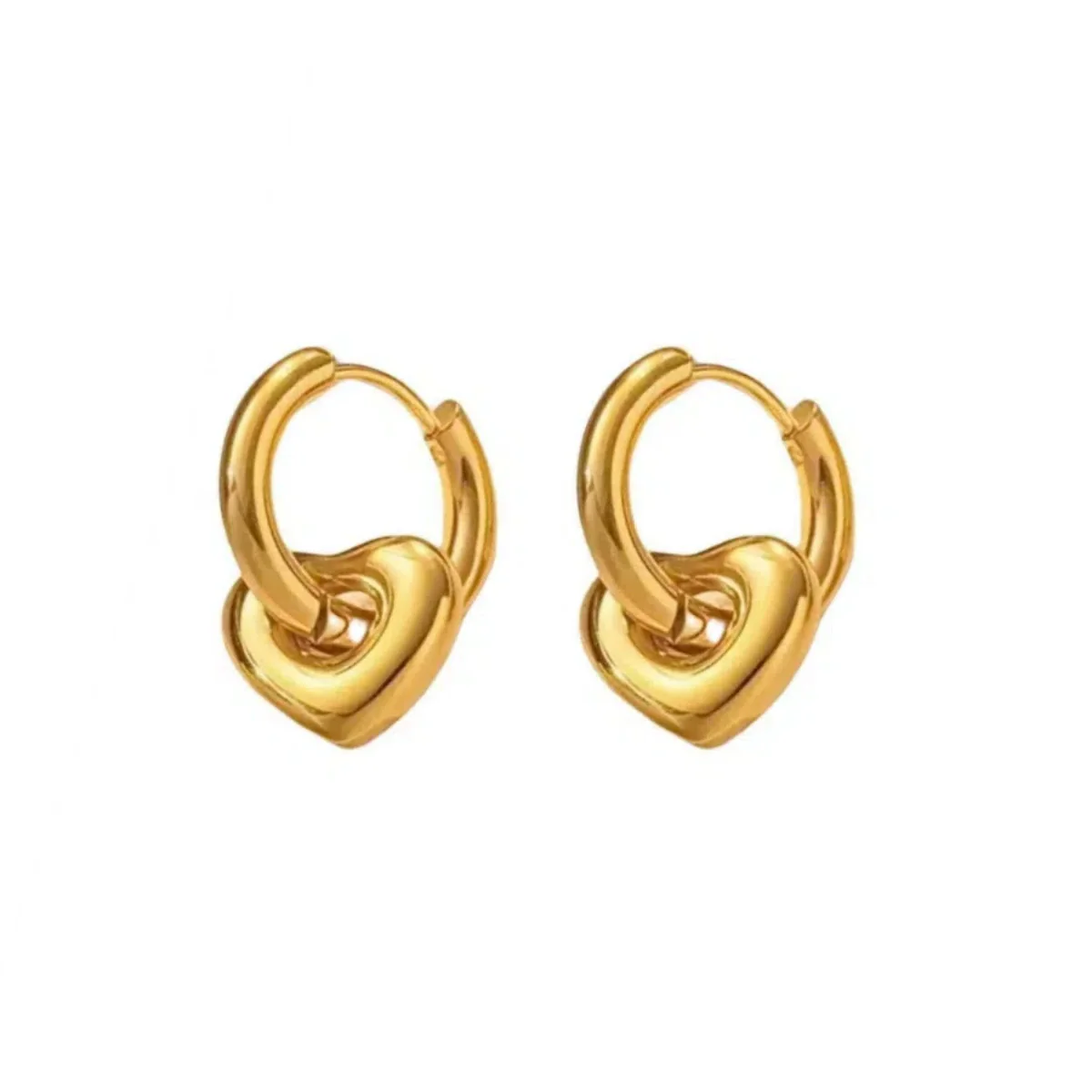 Wholesale Titanium Steel Heart Geometric Earrings For Women With Electroplating Processing - Image 5