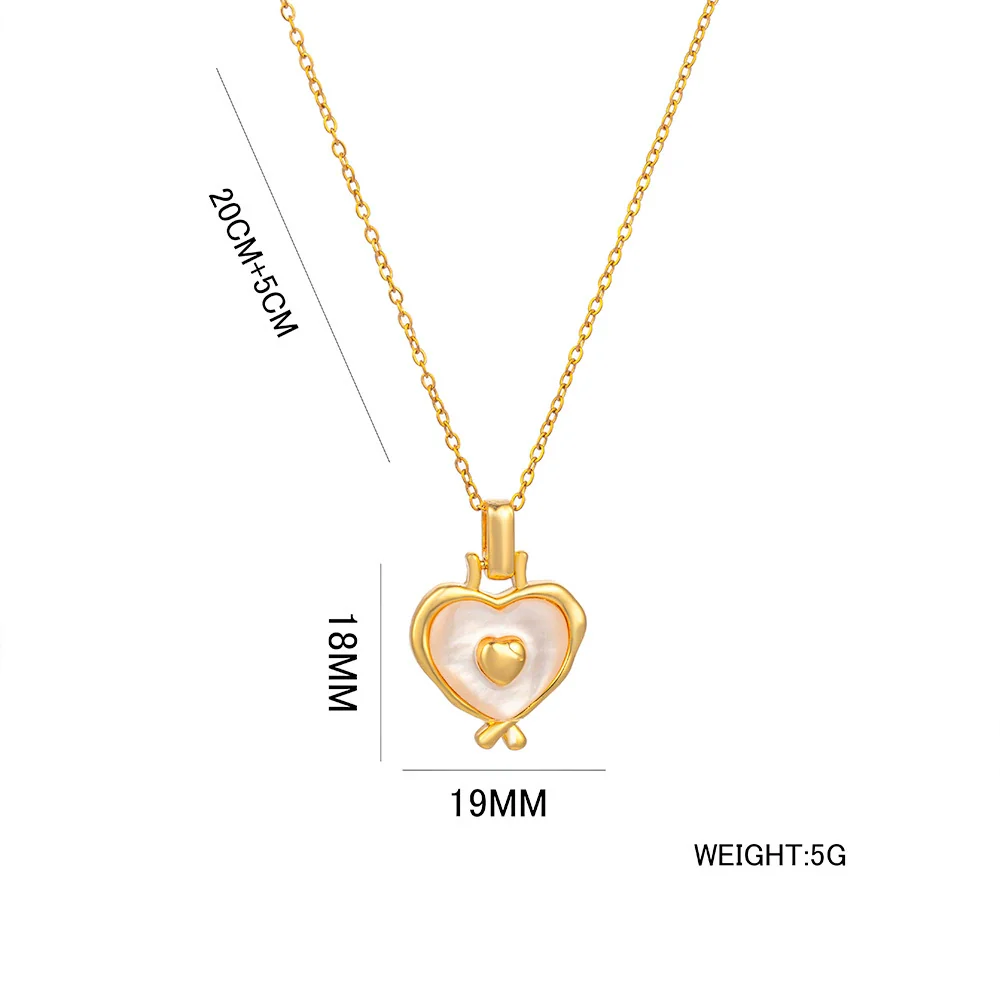 Wholesale Titanium Steel Heart Pendant Necklace With Geometric Design And Snake Bone Chain Electroplated For Women - Image 5