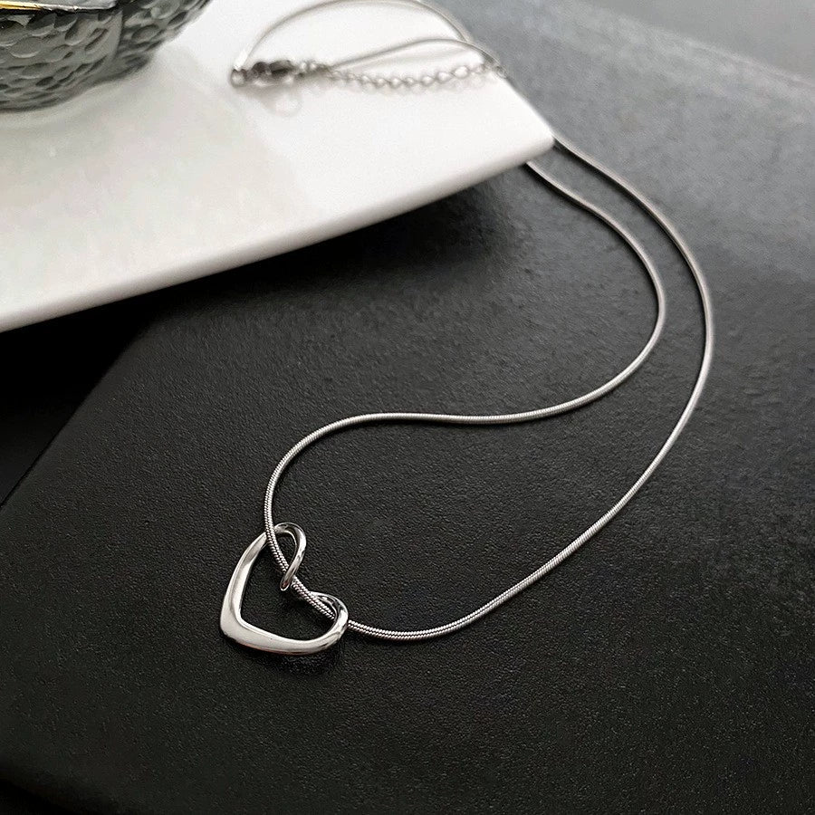 Wholesale Titanium Steel Heart Shaped Polished Love Pendant Necklace For Women - Image 6