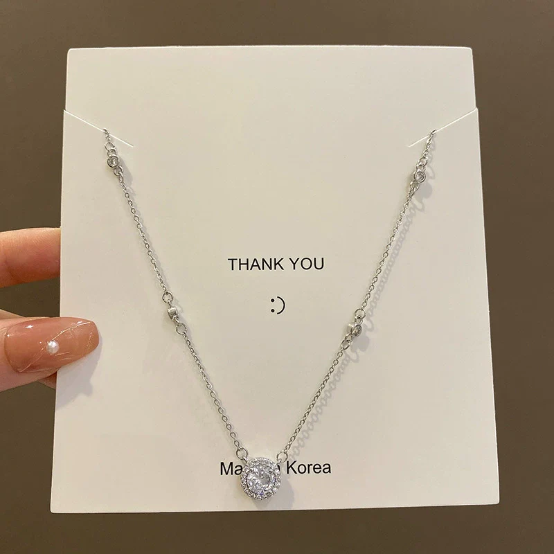 Wholesale Titanium Steel Heart Shaped Zircon Clavicle Chain Necklace For Women With Electroplating Treatment - Image 6