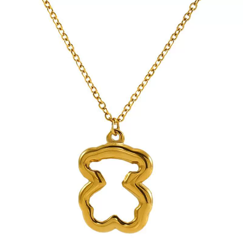 Wholesale 316L Stainless Steel Hollow Three Dimensional Bear Light Luxury Niche Women's Necklace With Electroplating - Image 5