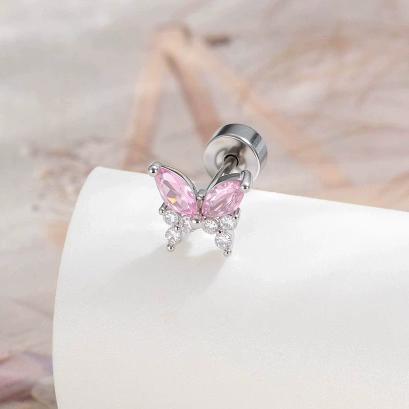 Wholesale Titanium Steel Inlaid Zircon Butterfly Women's Earrings Princess Style - Image 10