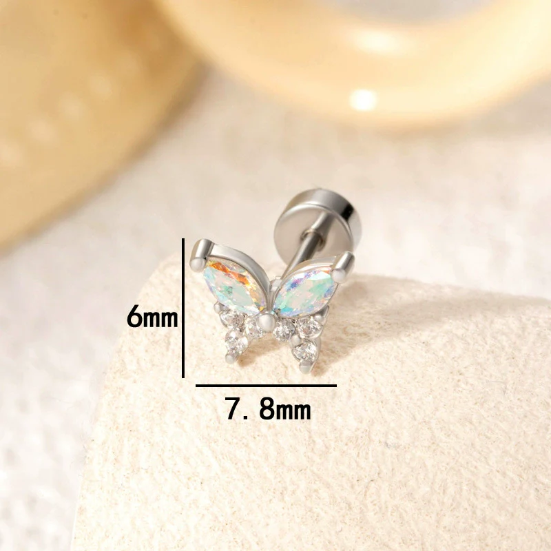 Wholesale Titanium Steel Inlaid Zircon Butterfly Women's Earrings Princess Style - Image 7