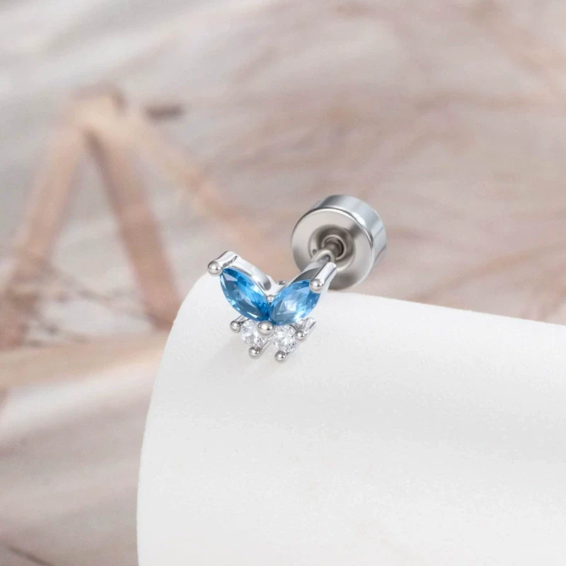 Wholesale Titanium Steel Inlaid Zircon Mini Butterfly Earrings For Women Lovely Style - Image 5