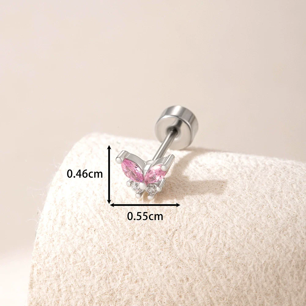 Wholesale Titanium Steel Inlaid Zircon Mini Butterfly Earrings For Women Lovely Style - Image 7
