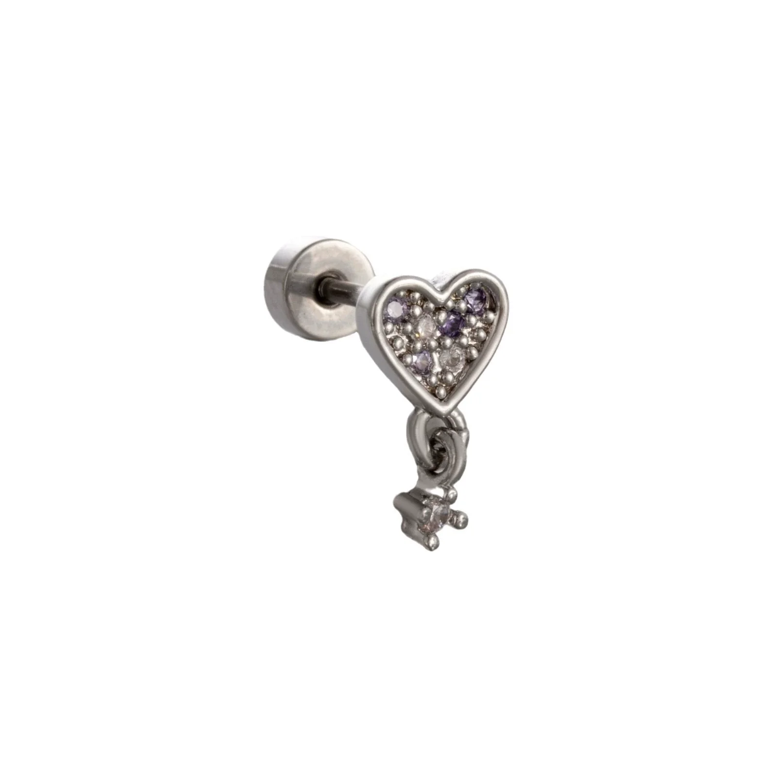Wholesale Titanium Steel Lady's Ear Nail With Zircon Bow And Heart Shape - Image 4