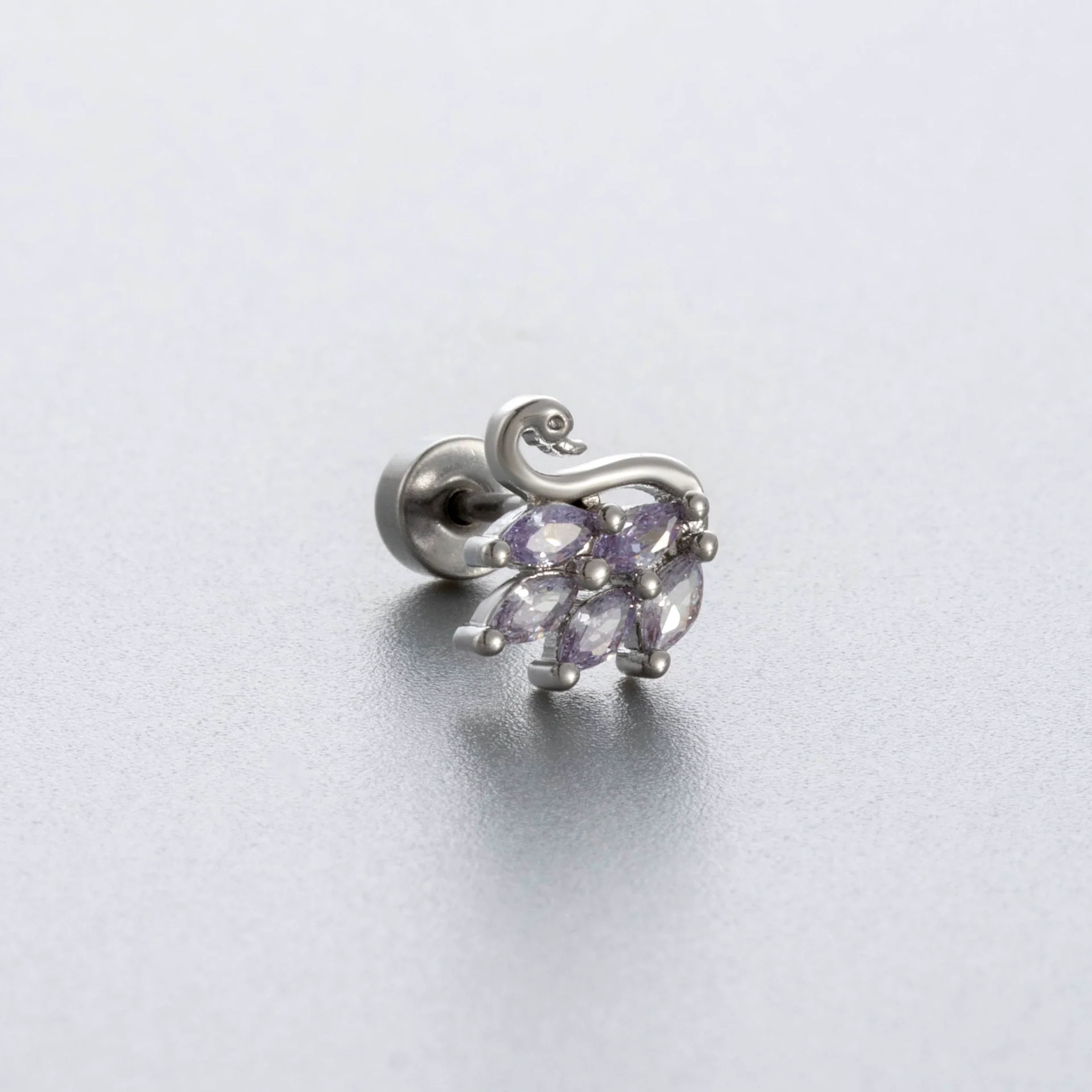 Wholesale Titanium Steel Lady's Ear Nail With Zircon Bow And Heart Shape - Image 9