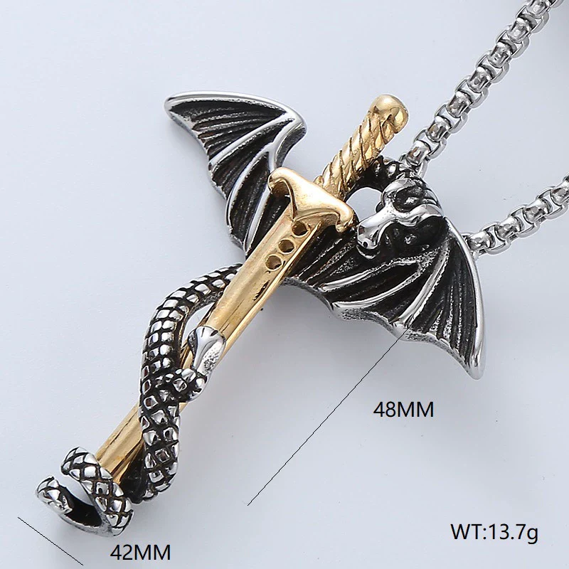 Wholesale Titanium Steel Necklace Men's Hip Hop Retro Geometric Pendant Polished - Image 13