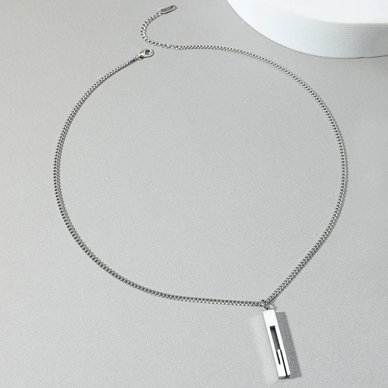 Wholesale Titanium Steel Nk Chain Simple Geometric Style Pendant Necklace For Men With Electroplating - Image 3
