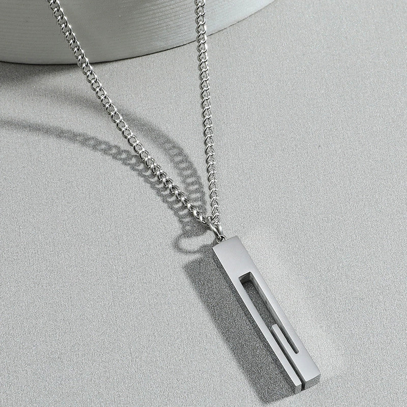 Wholesale Titanium Steel Nk Chain Simple Geometric Style Pendant Necklace For Men With Electroplating - Image 4