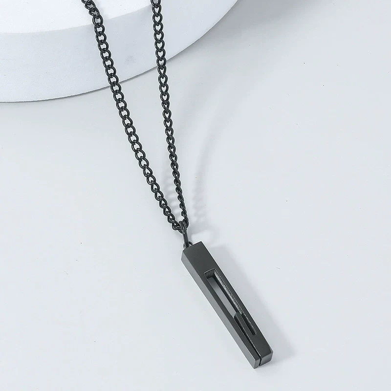 Wholesale Titanium Steel Nk Chain Simple Geometric Style Pendant Necklace For Men With Electroplating - Image 5