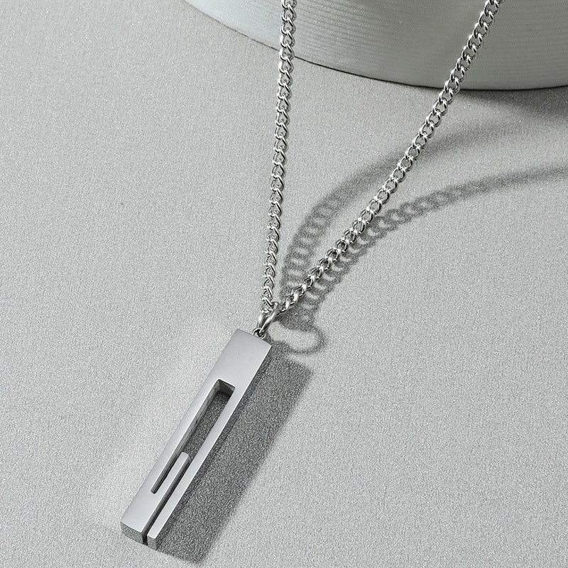 Wholesale Titanium Steel Nk Chain Simple Geometric Style Pendant Necklace For Men With Electroplating - Image 6
